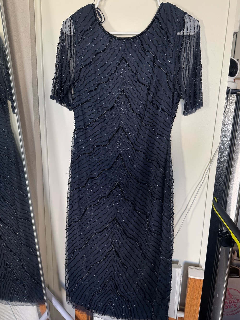 Adrianna Papell Navy Beaded Midi Dress